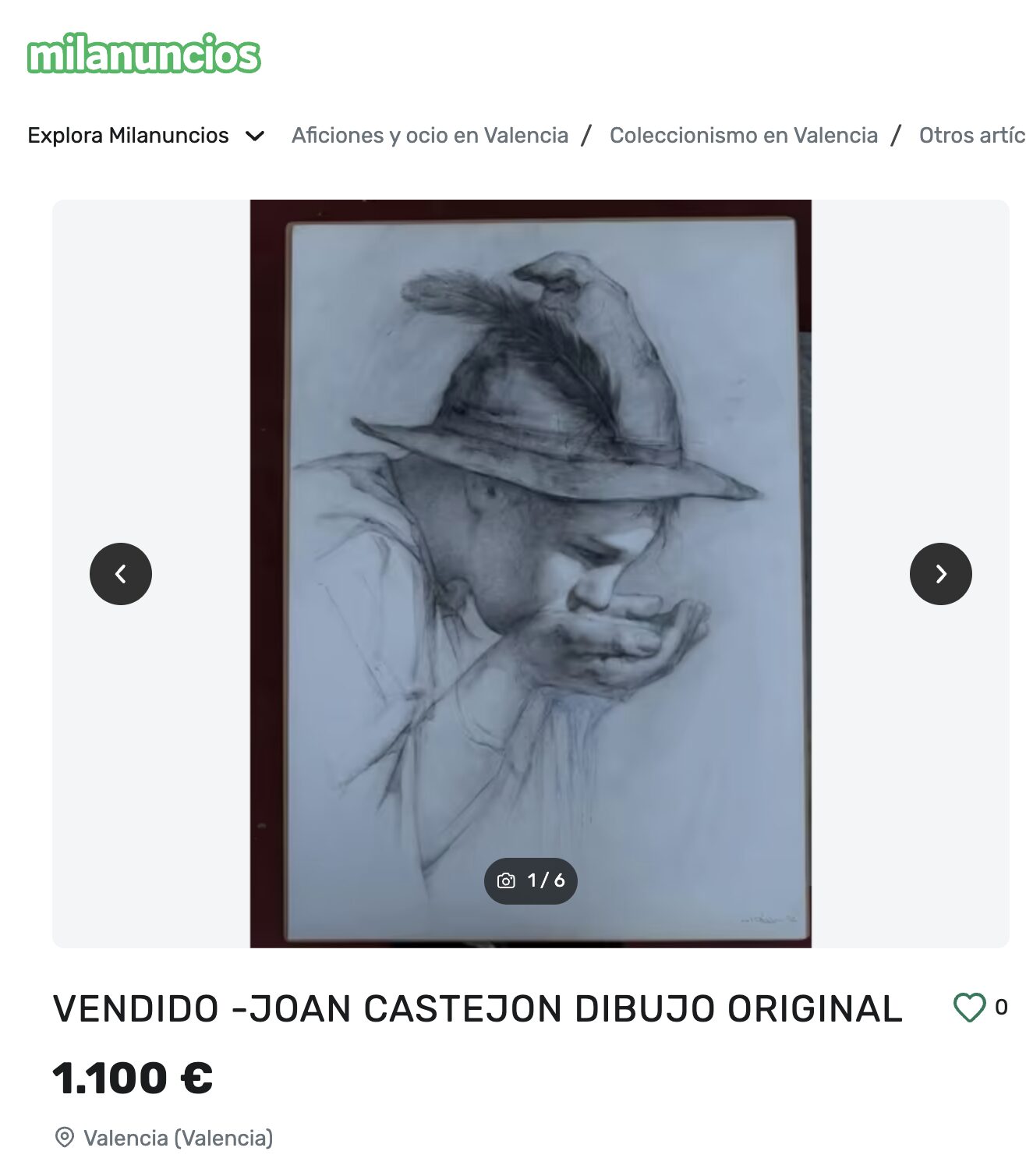 Milanuncios.com: «VENDIDO -JOAN CASTEJON DIBUJO ORIGINAL 1.100 €»